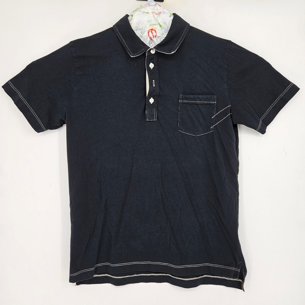 Billy Reid Shirt Mens Large Polo Casual Button Up Preppy Short Sleeve Black